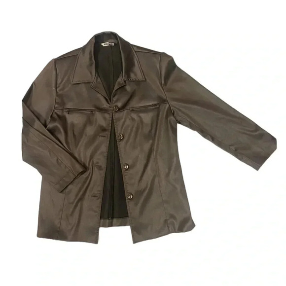 Moda Vero Shiny Olive 3/4  Sleeve Blazer Jacket Size 9/10 - Picture 5 of 12